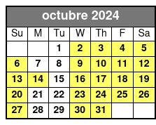 Sunset Cruise octubre Schedule