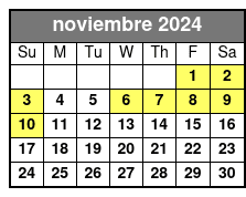 Sunset Cruise noviembre Schedule