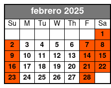 Admission for Two + Champagne febrero Schedule