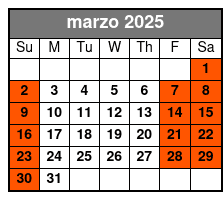 Admission for Two + Champagne marzo Schedule