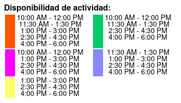 1 Hour Tour Color Key