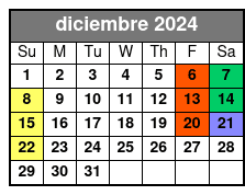 Front Mezzanine Rows A-F diciembre Schedule