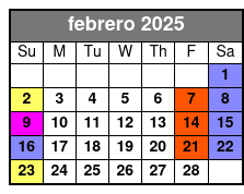 Front Mezzanine Rows A-F febrero Schedule