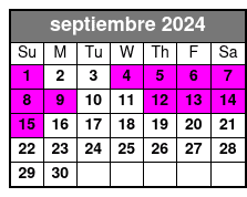Day Sail septiembre Schedule