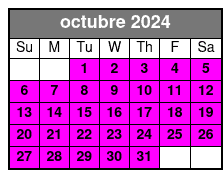 Premier Seating octubre Schedule