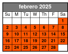 Afternoon 13:00 febrero Schedule