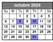 Tour Without Maid Of the Mist octubre Schedule