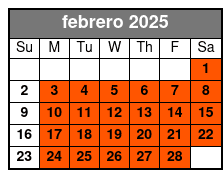 Minimum 4 People Required febrero Schedule
