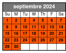 Tour Only (No Vessel, No Edge) septiembre Schedule