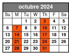 Pick-Up Location 1 octubre Schedule