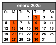 Pick-Up Location 1 enero Schedule