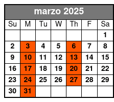 Pick-Up Location 1 marzo Schedule