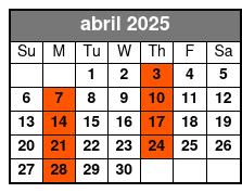 Pick-Up Location 1 abril Schedule