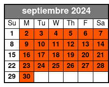 English Tour septiembre Schedule