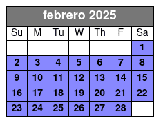 Sunset Cruise febrero Schedule