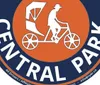 The image is a logo or emblem that features a silhouette of a person on a pedicab with the words CENTRAL PARK prominently displayed around the circumference